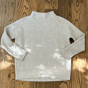 Vince Boiled Cashmere Funnel Neck Pullover Light Grey Sweater. Size XXS